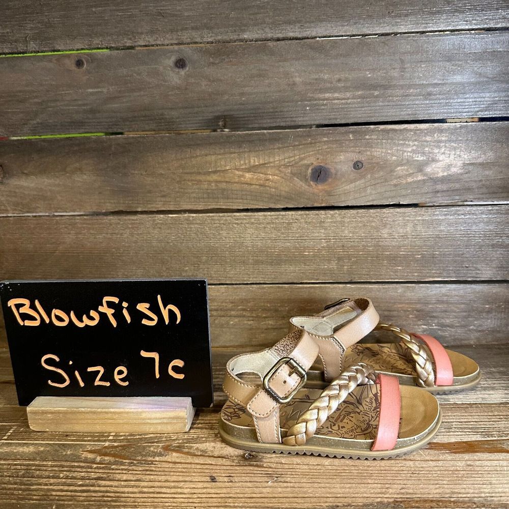 New NIB Little Kids Blowfish Mylo Strappy Leather Braided Sandals Size 7 C